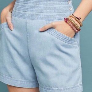Anthropologie High Waisted Chambray Shorts Size 2